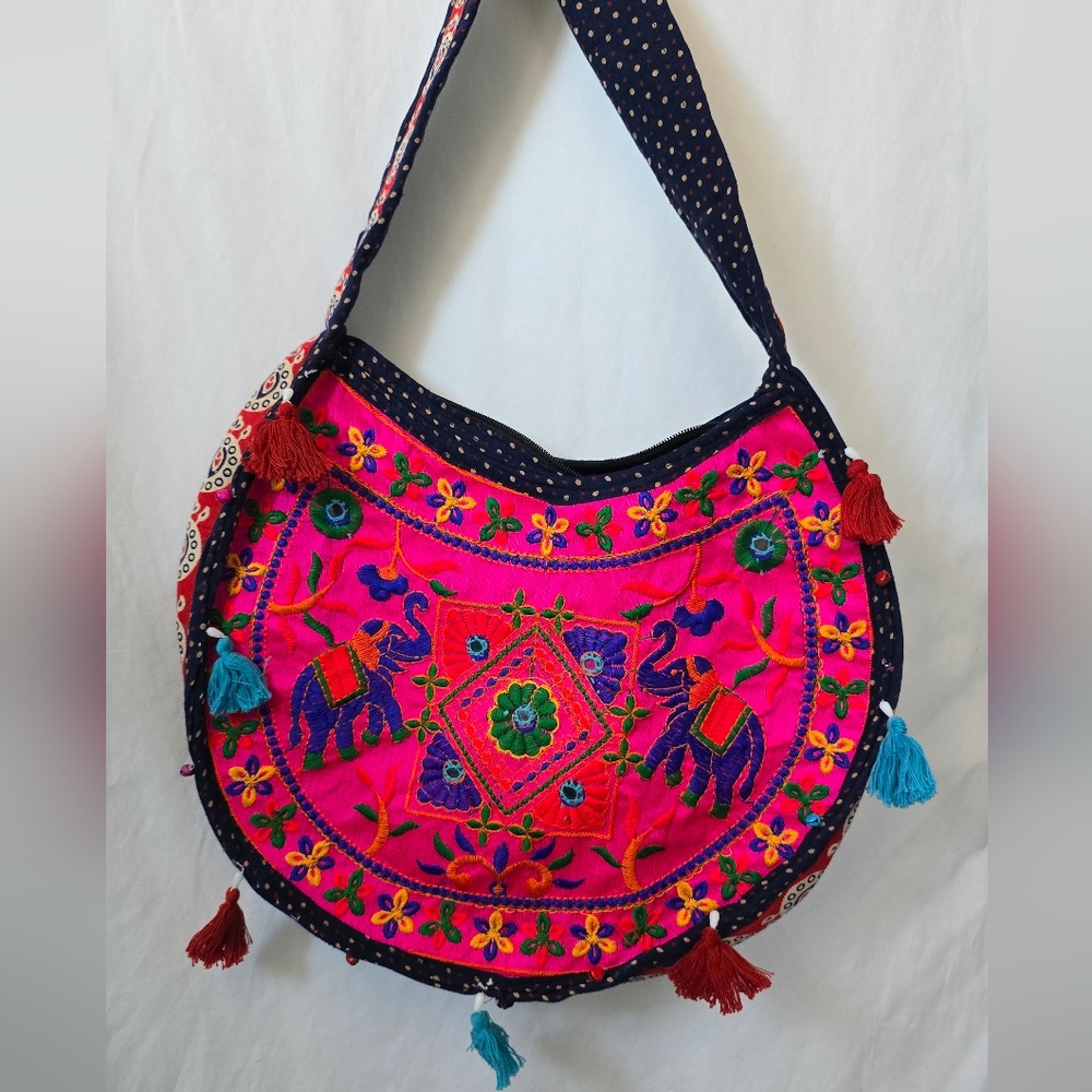 Tribe Azure Handcrafted Fair Trade Embroidered Boho Festival Crossbody Bag